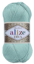 Alize Diva Silk Effect 100% Microfiber Acrylic Yarn 1 Ball skeins 100gr 383yds Color (463 - Light Aqua) - color: 463 - Light Aqua