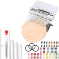 Mini Darning, Knit Patch Kit for Beginners, Wooden Weaving Tool with Stainless Steel Needles, Portable Darning Looms Kit for Quickly Mending eans Clothes Tapestries Carpets Scarves (14 Hooks)
