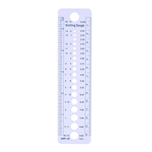 Eujgoov Knitting Needle Gauge Ruler Durable Plastic Sewing Knitting Tools 2-10mm Measurement Easy to Read Carry for Crocheters