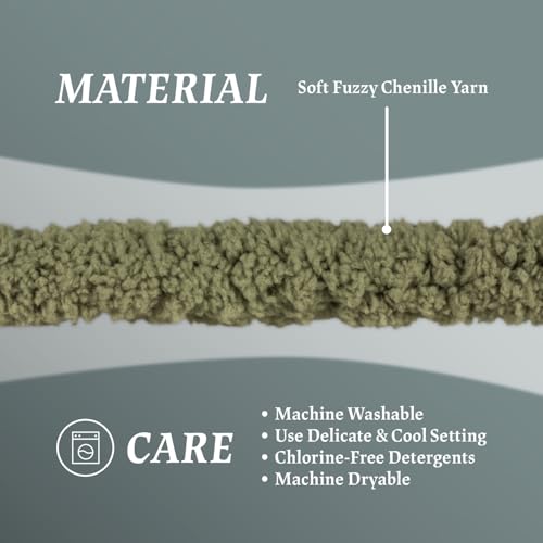 Jumbo Chunky Chenille Yarn for Hand Knitting Crochet – 8 Skeins × 8 oz (25 yds Each) Super Soft Thick Bulky Yarn for Blankets, Scarves, Cushions & DIY Crafts (Sage Green) - color: Sage Green (Chenille)