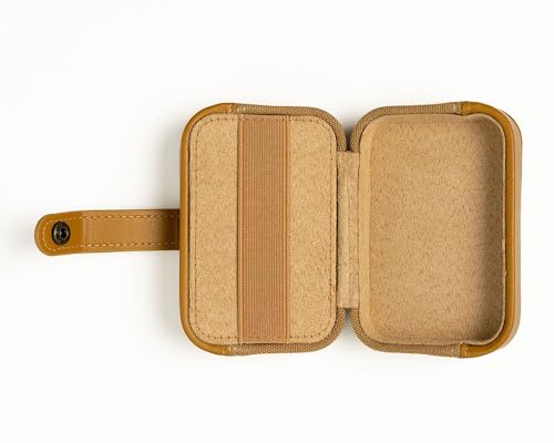 Knit Picks x DellaQ Short Interchangeable Knitting Needles Set with Case | 7 sizes of green 2.75 inch long knitting needles, US 4-10, includes Mustard Canvas and Faux Leather Buddy case - color: Mustard and Short Caspian Needles