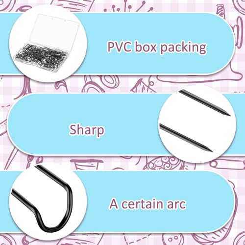 MTLEE 200 Pieces Fork Pins for Quilting Sewing Double Needlecraft Blocking Stainless Steel U-pins for DIY Sewing Jewelry Craft Making, 0.91 x 0.2 Inch(Black) - color: Black