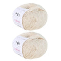 Fine Weight Knitted and Crocheted Cotton Yarn, 100% Long Staple Cotton Yarn, Baby Sports, 2 Packages of 100g/3.52oz (Per Skein 50g/162yards) - Apricot White - color: PM01-Apricot White