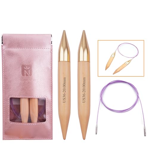 Mdoker Large Bamboo 20mm Circular Knitting Needles for Chunky & Bulky Yarn,Size 36 40 Inch Circular Knitting Needles for Handmade Knitting DIY and Any Weaven Yarn Projects(US Size 36,20mm) - size: 40inch-20mm