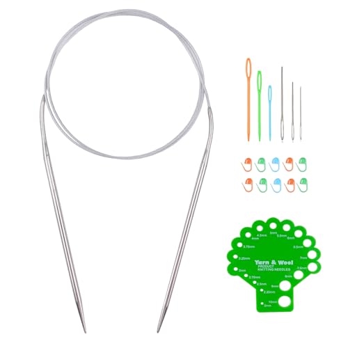 Hobekoee Circular Knitting Needle 40 inch (100cm),Size US 6 (4.0mm) Stainless Steel Round Knitting Needles for Smoothly Knit Blanket,Sweater,Coaster,Socks - size: US 6(4mm)