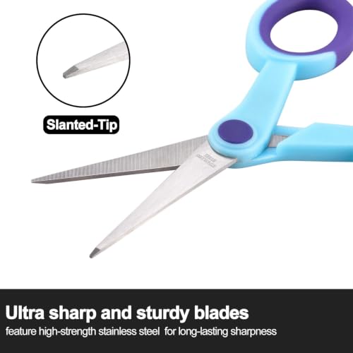 SCAIKTIG 5" Detail Scissors with Slanted-tip, Small Embroidery Scissors All Purpose For Sewing, Fabric, Paper Craft Cutting, Blue, 3-Pack - color: Blue(5“-3 Pack)