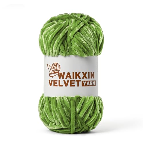 Chunky Chenille Yarn for Crocheting, Baby Yarn for Crocheting Soft, Plush Velvet Yarns, 100g (87.4 yds) Fluffy Yarn for Crochet Amigurumi (Olive Green) - color: Olive Green