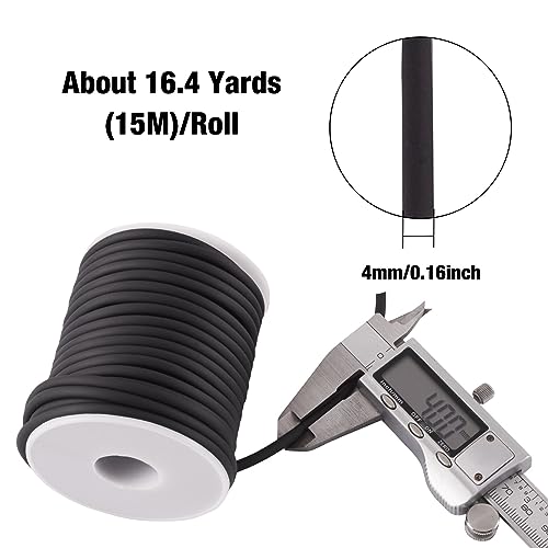 Beadthoven 4mm Hollow Pipe Rubber Tube Cords, 16Yards Barber Cord for Knitting Stitch Holder, Tubing Rubber Cord with Spool for Bracelet Jewelry Making DIY Crafts 2mm Hole - Black - color: Black, size: 4mm