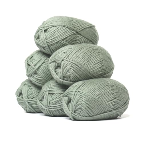 100% Superwash Wool Yarn 6 Skeins 300g DK Weight Knitting Crochet S. Green | Sourced from Peru for breathable warmth and 654yd total length per 300g pack ideal for soft baby garments hats and sweaters - color: Sage Green