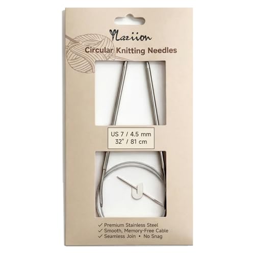YLaziion Circular Knitting Needles Size 7 (4.5mm) 32 Inch Stainless Steel | US 7 Metal Needles, Seamless Smooth Circle Knit Needles for Magic Loop Lace, 81cm - size: US 7 - 32" / 81CM (4.5mm)