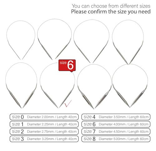 Stainless Steel Circular Knitting Needles Size 6 (4mm) 24inch Length | Stainless Steel Circular Knitting Needles 24inch Length Circular Needle for Handmade Projects DIY Knitting Size 6 (4mm) - size: US 6(4mm) 60mm