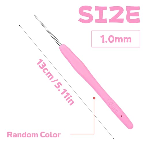 QMNNMA 1.0 mm Crochet Hook, Ergonomic Crochet Hooks for Arthritic Hands | Crochet Needles, Ergonomic Handle for Arthritic Hands, Extra Long Knitting Needles for Beginners and Crocheting Yarn - size: 1.0mm