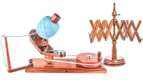 WARESHIRE Yarn Swift and Ball Winder Combo Wooden Handmade Hand Operated | Natural Yarn Ball Winder Large Center Pull Cake with Tabletop Umbrella Yarn Swift Wool String Yarn Skein Holder (Rosewood) - color: Rosewood