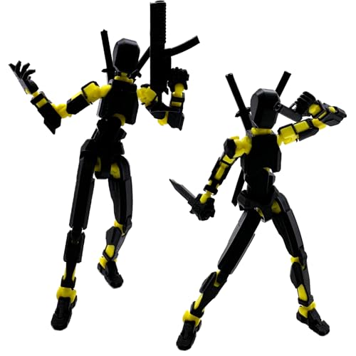 3D Printed Figure 5.54-inch Dummy13 with Weapon Expansion Set. (Black+Yellow) - color: Black+yellow