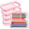 Sanwuta 4 Pcs Clear Hard Shell Zipper Case Plastic Case, Nude Pink - color: Nude Pink