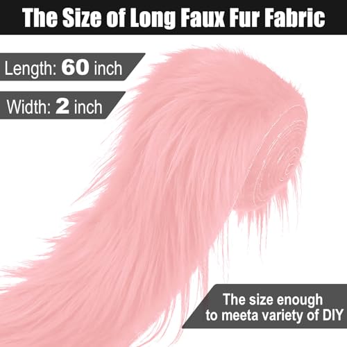 Light Pink 2x60Inch Faux Fur Shaggy Plush Faux Fur, Fabric Precut Strips Fluffy Fuzzy Faux Fur, Craft Beard Hair, Beard Miniature Dolls Rugs Mats Gift, Winter Halloween Christmas Costume Party Decor - color: Light Pink