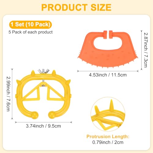 M METERXITY 10-Pack Cow Nose Rings Set, Plastic Farm Livestock Cow Nose Clip with 0.79" Long Spikes for Farm Cattle Prevent Milk Sucking [Yellow/Orange] - color: Yellow/Orange