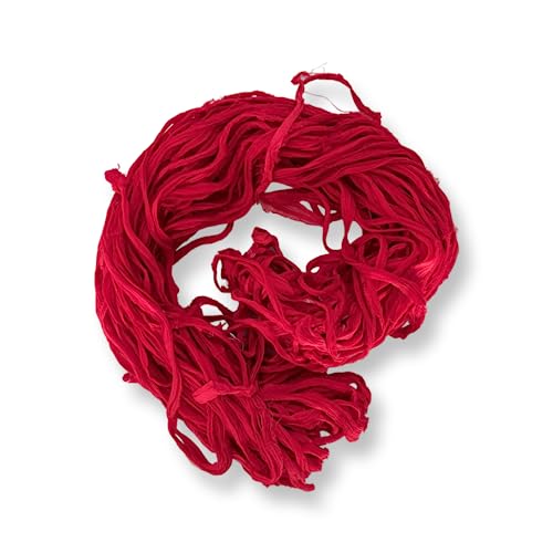 100% Recycled Saree (Sari) Silk Ribbon Yarn - Bulky Weight - 50 Yards per 100 Grams | Knitting & Crocheting | Jewelry Making, Gift Wrapping and Weaving (Maroon & Reds Mix) - color: Pink Pather