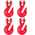 5/16'' Chain Hooks, Red Powder Coating Grade 80 Clevis Grab Hook | Heavy-Duty Forged Alloy Steel for G80 Tow Chain and Binders - 4,900 lbs WLL for Trailer Truck Safety Transport (Pack of 4) - size: 5/16IN - 4PCS