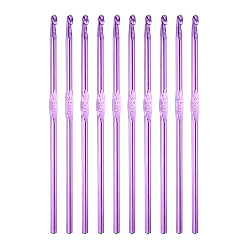 uxcell Aluminum Crochet Hook 4.5mm US Size 7 Purple 10Pcs | Knitting Needles for DIY Craft Yarn - color: Purple, size: 4.5mm