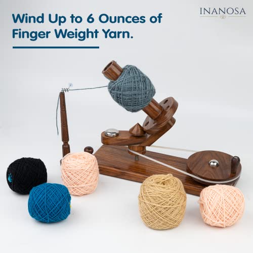 Handcrafted Jumbo Yarn Winder for Crocheting Set - Yarn Ball Winder Large Capacity with Anti-Slip Foam Base, Perfect Yarn Winder and Swift for All Yarn Types - Rosewood (Winder + Swift) - color: Rosewood (Winder + Swift)