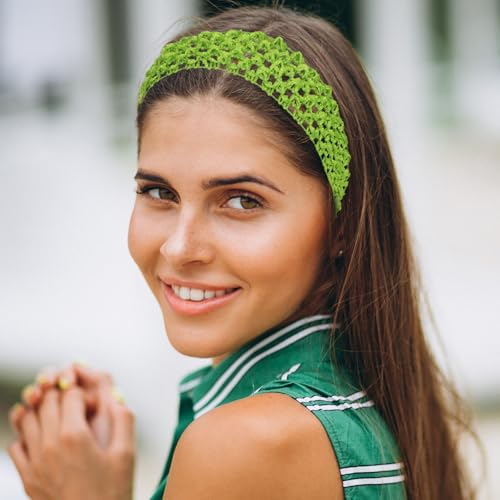 6 PCS Crochet Headbands for Women, Colourful Crochet Head Scarf Retro Knit Elastic Headbands, Soft Stretchy Headband for Parties Sports Activities