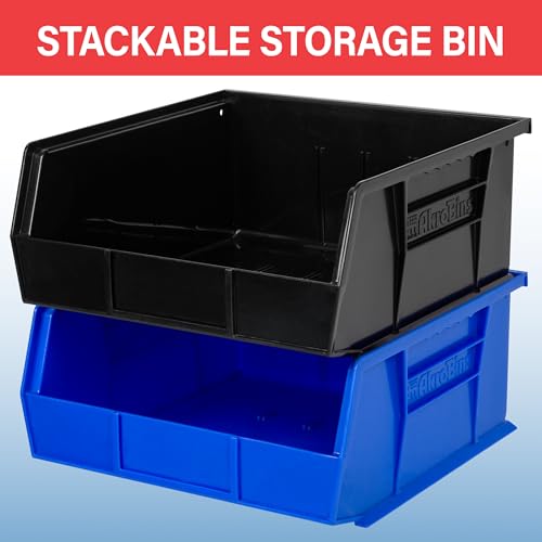 Akro-Mils 30235 AkroBins Plastic Storage Bins, 11"x11"x5", Black, 6-Pack - color: Black