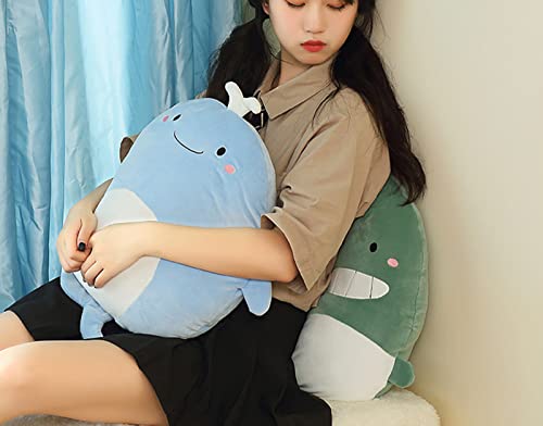 Soft Flat Whale Plush Hugging Pillow Cute Blue Whale Stuffed Animal Plushies Toys Kids Anime Cushion for Birthday, Valentine's Day, Christmas...16.5 Inch - color: Blue, size: 16.5 Inch