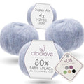 Super Air 4-Set Baby Alpaca - Soft and Fast Hand Knitting Yarn 7.05 oz/ 568 Yards - Melnage Glacier - color: HF241 Glacier Melange