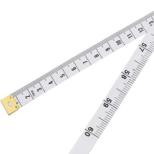 Wisdompro 2 Pack 60" Soft Tape Measure for Sewing, Body Measuring, White | PVC Fiberglass 150 cm Ruler, 0.5 Inch Wide, Tailor's Flexible Fabric Cloth Measurement, Indexed in Metric Standard Unit, Roll - color: 60 Inch, 2 Packs White