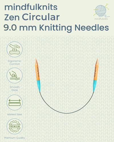 mindfulknits Zen Circular Knitting Needles - US 13, 9mm -16 Inch Length - Premium Beech Wood with Ombre Glossy Finish - Smooth Glide for All Projects - Teal - size: 9mm Teal