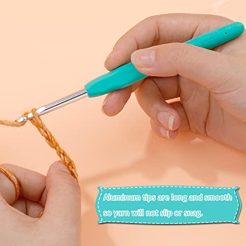 SHWAKK Crochet Hook, 5.5 mm Ergonomic Crochet Hook for Arthritic Hands | Crochet Needles, Knitting Needles with Soft Handle Beginners and Experienced Hobbyists (5.5 mm) - size: 5.5mm