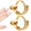 ANCIRS 2 Pack Knitting Crochet Loop Ring for Fingers, Adjustable Crochet Tension Ring, Metal Open Yarn Guide Finger Holders, Knitting Thimbles for Crochet- Gold - color: 2 Gold