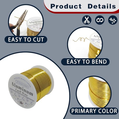 18 Gauge Aluminum Craft Wire Gold 286FT 1mm, Jewelry Making, Flexible Bendable Armature Wire for Sculpting, Floral Crafts, Metal Wire Wrapping, DIY Art Projects & Wreath Making - color: Gold, size: 18gauge