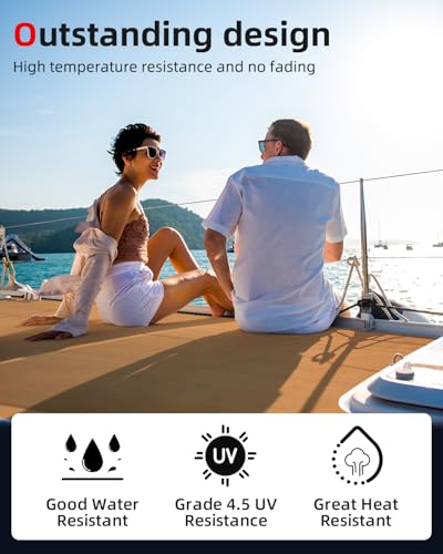 Abahub EVA Foam Boat Flooring Brushed Pattern Marine Decking Sheet | with Self-Adhesive Carpet for Motor boats Kayak Surfboard SUP RV Floor 96''x16''/47'' - color: Light Brown with Black Lines, size: 96''L x 16''W