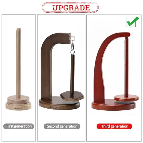 Yarn Holder for Crocheting with Magnetic Yarn spinner-Warm Brown-Standard | Wooden Yarn Ball Holder for Crochet Yarn Storage Organizer with 360° Rotating Spindle, Gift for Knitting Lovers - color: Mahogany, size: Standard Size