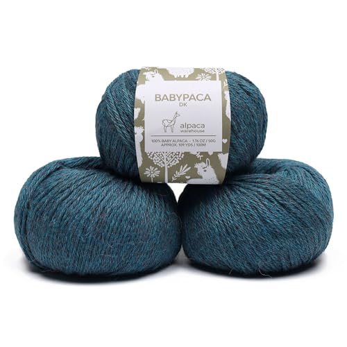 100% Baby Alpaca Yarn 3 Skeins 150g DK Weight Knitting Crochet Aqua Blue | Made in Peru with natural warmth and softness featuring 327yd of premium fiber ideal for scarves shawls sweaters and more - color: Aqua Blue, size: DK