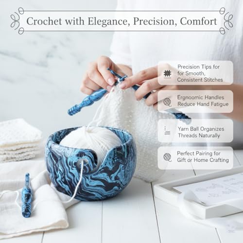 Wooden Crochet Hooks Set, 7 pc Ergonomic Crochet Hooks for Arthritic Hands, 4mm-10mm Engraved Sizes - Comfort Soft Grip Handle for Crocheting & Knitting - Premium Gift for Her(Hooks Only) - color: Hook Set Only