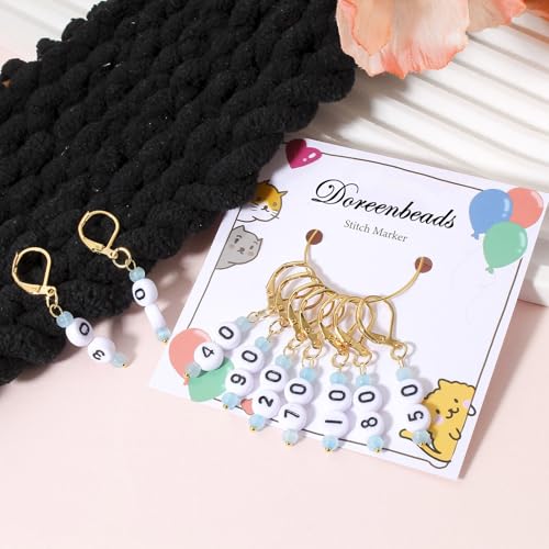 DoreenBeads Stitch Markers for Crocheting and Knitting | Alloy Enamel Crochet Marker Crochet Gifts for Knitting Weaving Sewing Accessories Quilting Jewelry Making - color: 10-90 Numbers Silver