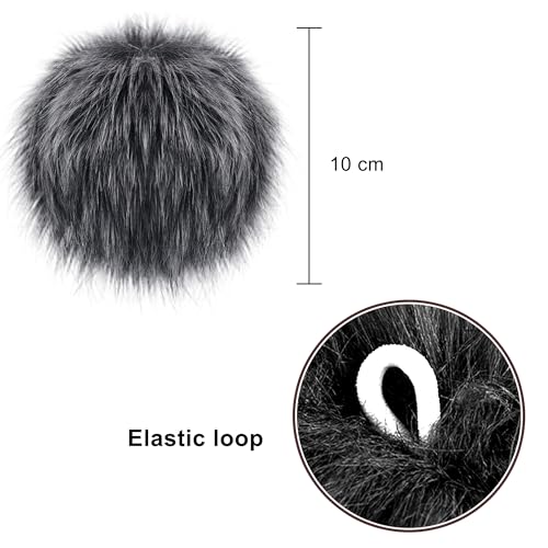 SIQUK 66 Pieces Faux Fur Pom Pom Balls with Elastic Loop for Hats | Fluffy Pom Pom for Bags, Beanies, Scarves, Gloves, Keychains