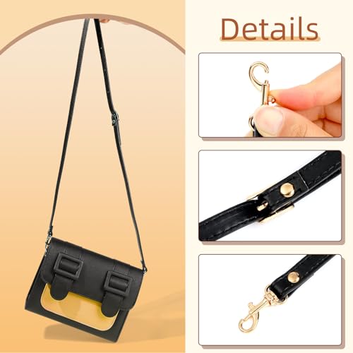 RAYNAG Leather Crossbody Strap Replacement, Adjustable Purse Strap, Handbag Shoulder Strap Replacement with Gold Hardware, Black - color: Black With Gold Hardware