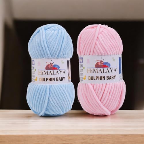 2-Pack Himalaya Dolphin Baby Yarn – Velvety Soft Chenille Yarn for Plush Amigurumi, Blankets, and Cozy Crochet & Knitting Projects (80360) - color: 80360