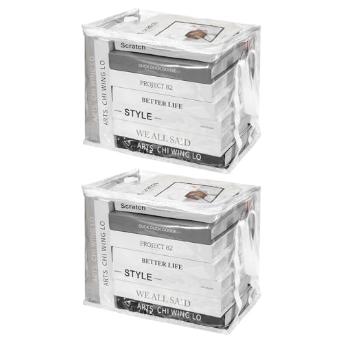 PATIKIL 15x9.5x12.6in Clear Storage Bags, 2PCS Plastic Storage Bags Clear Small Zippered Organizers Foldable Closet Bed Sheet Organizer Cube with Zipper for Book Clothes Yarn,L, White - color: White, size: L