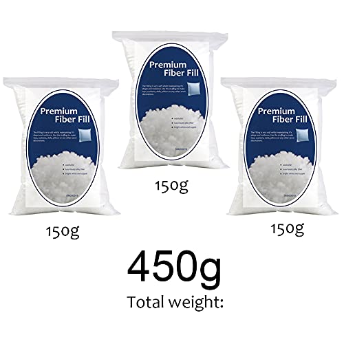 Bupete 15.8oz/450g Polyfill Stuffing for Stuffed Animals | (1.8oz~4.18lb) Stuffing for Crochet Animals, Crochet Stuffings, Fiber Filling Stuffing, Stuffings for Stuffed Animals - color: White 15.8oz