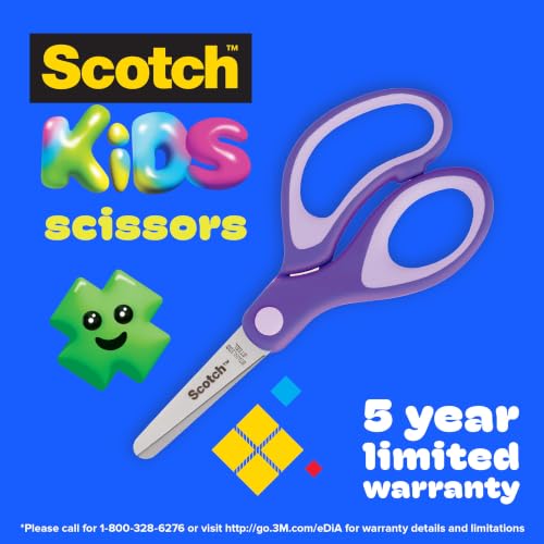 Scotch 5" Soft Touch Blunt Kid Scissors, Purple, 12 Count, Teacher's Pack | Ideal for school supplies and classroom projects - size: 12 count - pointed