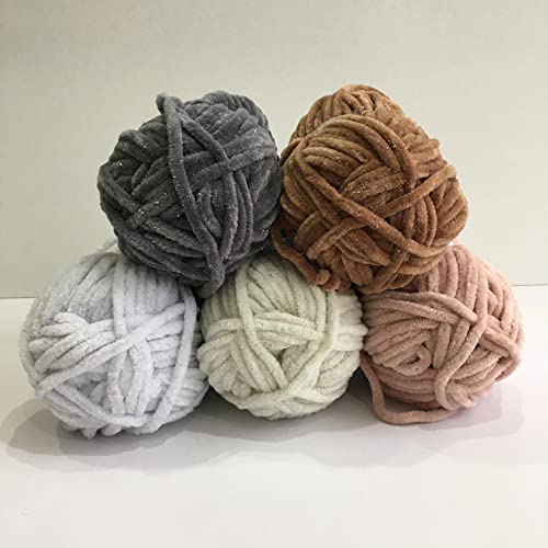 TROYARN Velvet Star (3- Skeins Pack) Silvery Glitter Chenille Baby Blanket Yarn Amigurumi Yarn for Crocheting and Knitting Super Bulky 3x100 gr (3x120 yds) (10401 - White, 3 Skein) - color: 10401 - White, size: 3 Skein