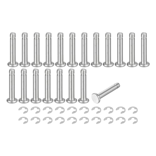 uxcell 20Set M3x16mm 304 Stainless Steel Cylindrical Shaft Snap Ring Locating Pin, Flat Head Grooved Hinge Cylinder Position Pin with E Clip Retaining Ring, Silver - size: M3x16mm