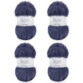 4 Skein Faux Fur Yarn 284 Yards - Super Bulky Soft Fluffy Eyelash Yarn for Knitting & Crocheting (Each Skein 100g/3.5oz) Amigurumi Hat Scarf - Navy Blue - color: Cyan