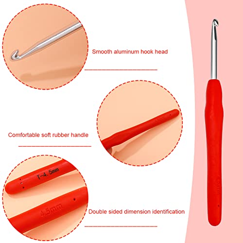 SHWAKK Crochet Hook, 4.5 mm Ergonomic Crochet Hook for Arthritic Hands | Crochet Needles, Knitting Needles with Soft Handle Beginners and Experienced Hobbyists (4.5 mm) - size: 4.5mm