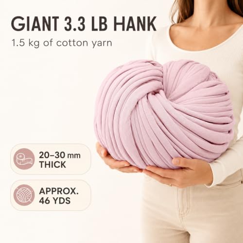 Bobilon Giant Chunky Cotton Yarn 3.3 lbs, Arm Knitting - Nude | 100% cotton giant yarn for arm knitting; great for chunky blankets, pet beds, rugs and baskets; new fabric, not recycled - color: Nude